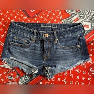 American Eagle Outfitters Low Rise Dark Blue Shortie Jean Shorts Size 4